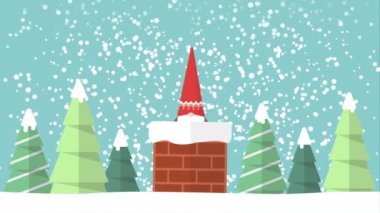 Bir grup küçük Noel Baba baca hareketli animasyon. 4k video canlandırması