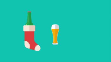 Noel birası bardağı ve noel süsleme hareketi. 4k video canlandırması