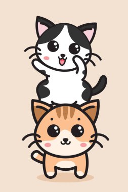 Şirin kedi çizgi film seti çizimi. anime çizgi film karakteri