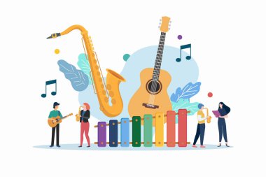 Minyatür insanlarla müzik dersi. Müzik okulu eğitimi