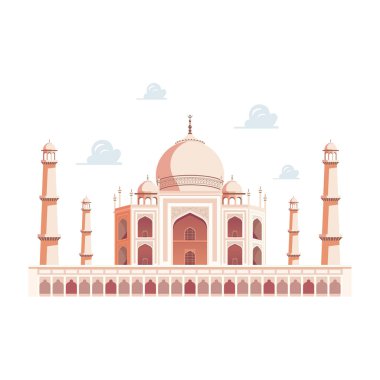 Taj Mahal sarayı. Hindistan 'ın simgesi. Vektör illüstrasyonu