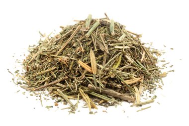 Kuru Organik Kalmegh 'in (Andrographis paniklemesi) ya da yeşil chiretta' nın beyaz arka planda izole edilmiş yakın çekimi. Ön görünüm