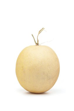 Close-up of a fresh whole Musk Melon (Cucumis melo) fruit. Isolated on a white background.  clipart