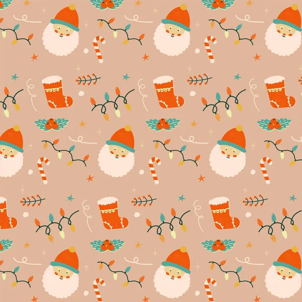 Weihnachten Nahtloses Muster Mit Neujahrssymbolen — Stockvektor