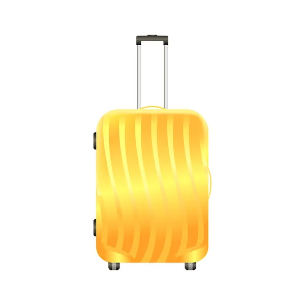 白い背景に隔離された黄金のスーツケース — ストックベクタ
