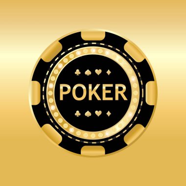 Vector casino chip on golden background