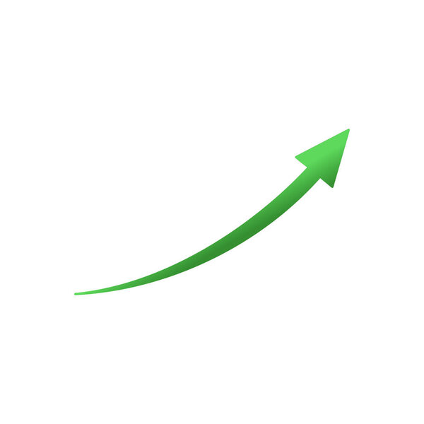 Growing business green arrow on white