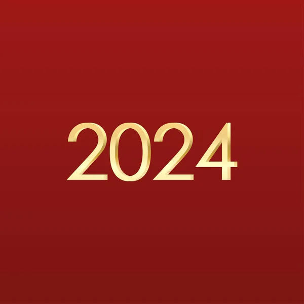 Szczęśliwego Nowego Roku 2024 Złota Liczba Czerwonym Tle Premium Tło — Wektor stockowy