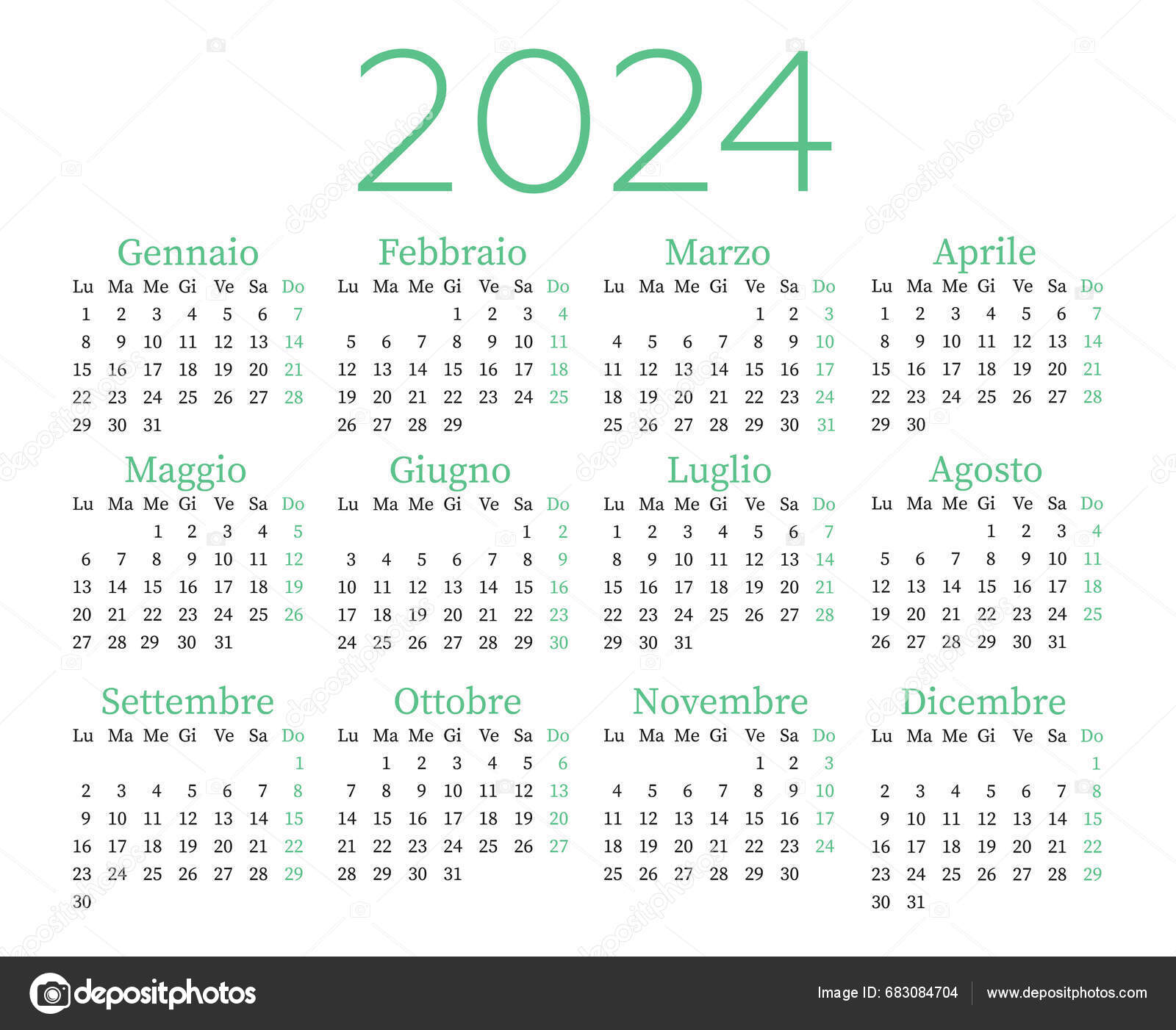 Calendar Italian 2025 Stock Vector by ©TanyaVerk 683084704
