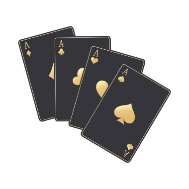 Kağıt oynayan dört siyah as seti. Poker kazanan el..