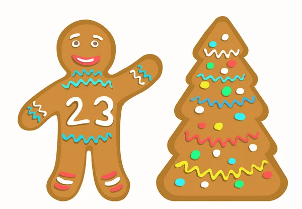 Homem Gengibre Com Número Simbolizando Ano Novo 2023 Cookie Estilizado —  Vetores de Stock