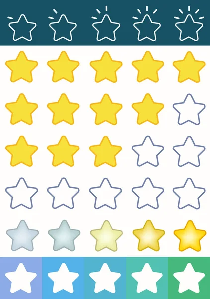 Rating Five Stars Set Customer Grade Feedback Sign Voting Star — Stock Vector