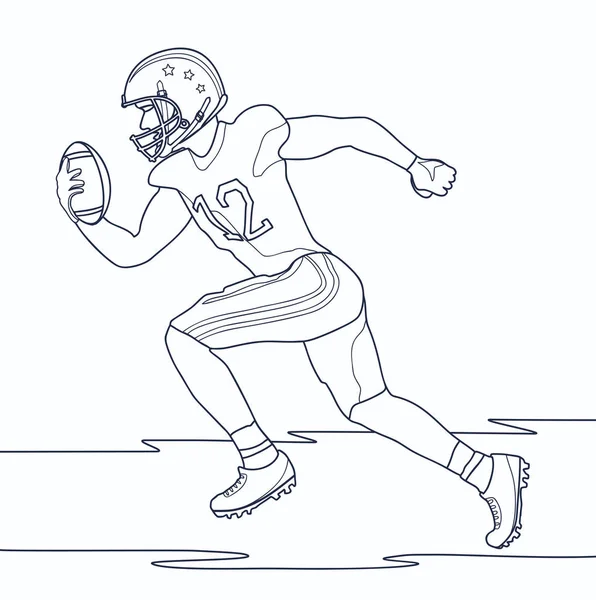 American Football Player Running Ball His Hand Quarterback Running Throwing — Stock Vector