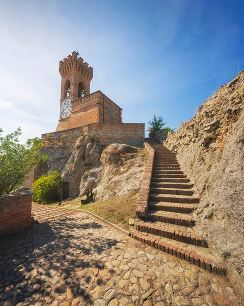 Treppe Zum Historischen Uhrenturm Von Brisighella Auf Den Felsen Diese — Stockfoto