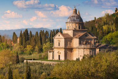 San Biagio church and surrounding landscape. Montepulciano town, province of Siena, Tuscany region, Italy, Europe. clipart