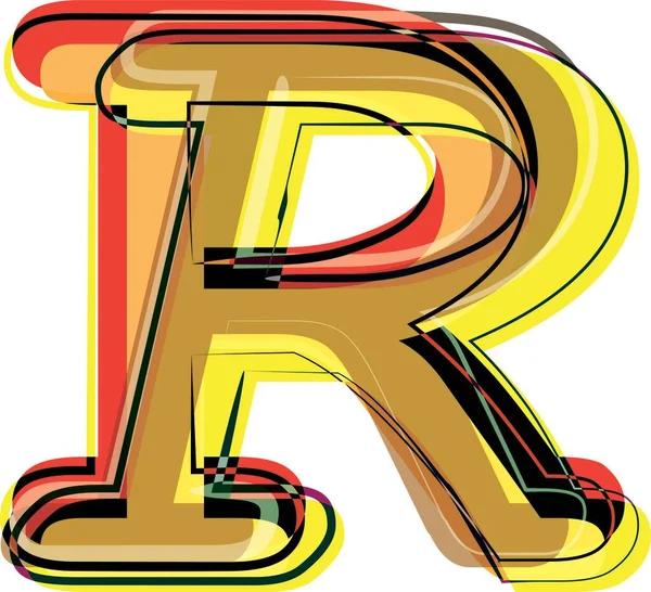 概要カラフルな文字Rベクトルイラスト — ストックベクタ