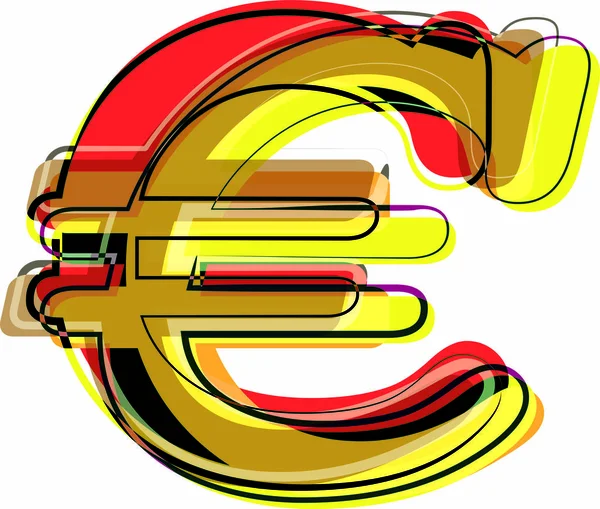Abstrait Doodle Euro Symbol Illustration Vectorielle — Image vectorielle