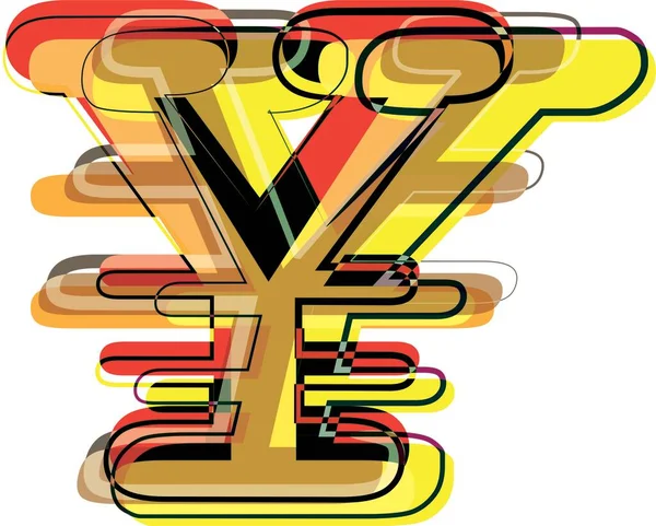 Streszczenie Doodle Yen Symbol Wektor Ilustracji — Wektor stockowy