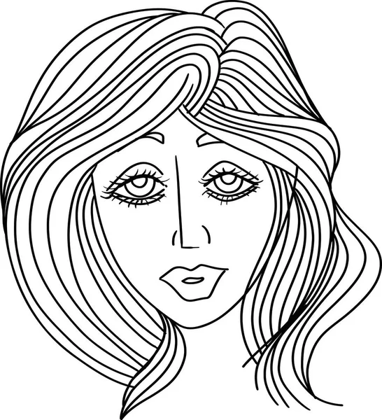 Sketch Women Portrait Young Beautiful Girl Looking Front Angles Close — Stockvector