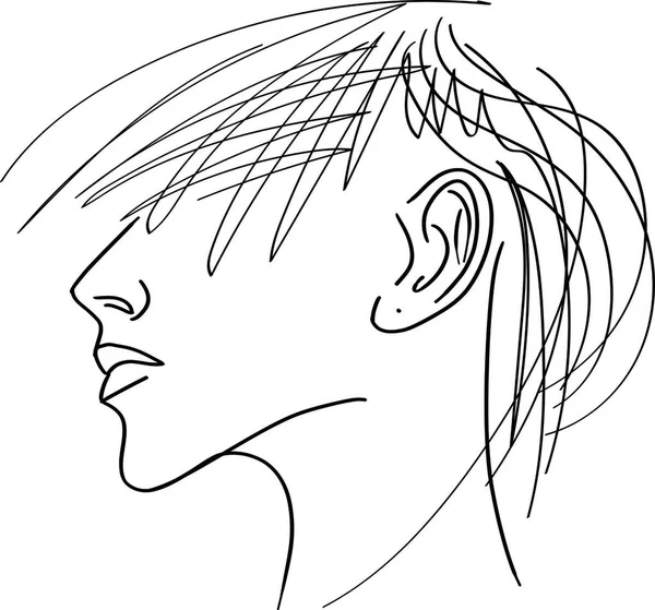 Sketch Women Portrait Young Beautiful Girl Looking Front Angles Close — 图库矢量图片