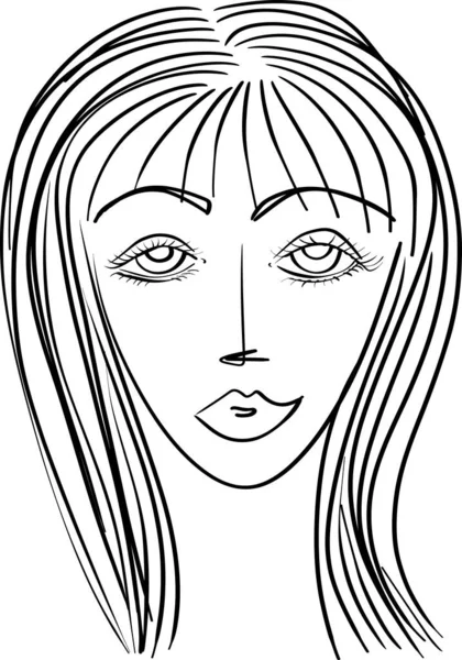 Sketch Women Portrait Young Beautiful Girl Looking Front Angles Close — Image vectorielle