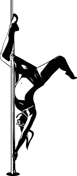 Silhouette Girl Pole Pole Dance Illustration Fitness Striptease Dancers Exotic — Stock Vector
