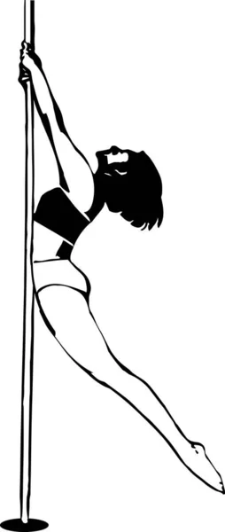 Silhouette Girl Pole Pole Dance Illustration Fitness Striptease Dancers Exotic — Vetor de Stock