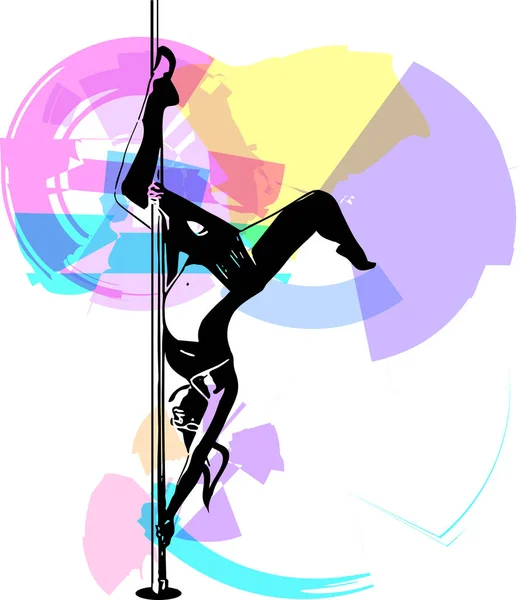 Silhouette Girl Pole Pole Dance Illustration Fitness Striptease Dancers Exotic — 图库矢量图片
