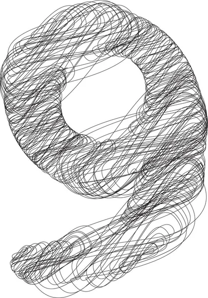 Abstract Doodle Number Vector Illustratie — Stockvector