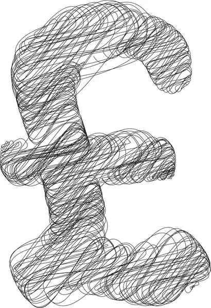 Abstrakt Doodle Pound Symbol Vector Illustration — Stockový vektor