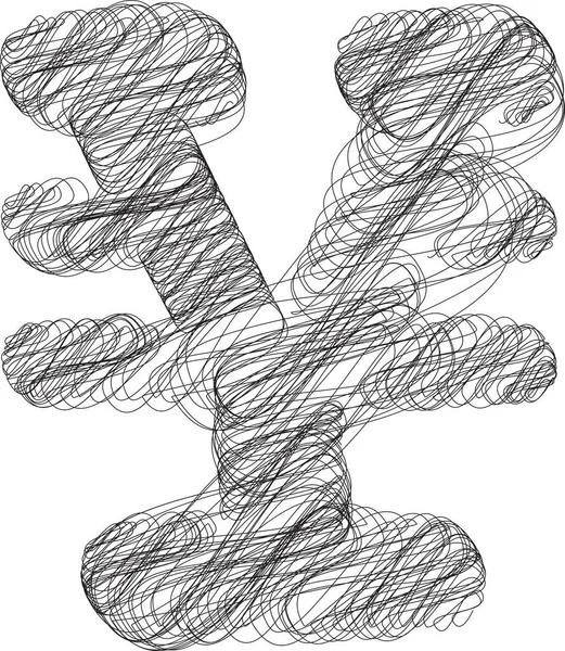 Illustration Vectorielle Symbole Doodle Yen Abstrait — Image vectorielle