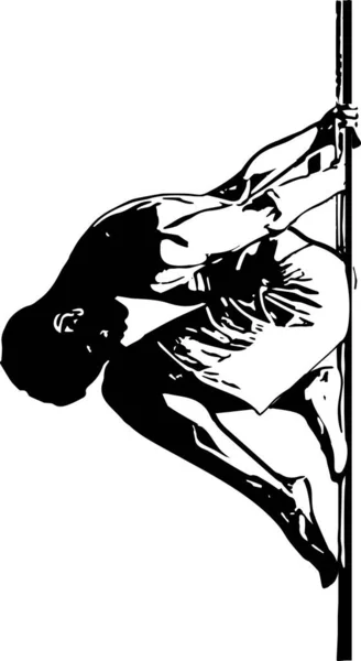 Silhuett Man Och Stolpe Stolpdans Illustration För Fitness Striptease Dansare — Stock vektor