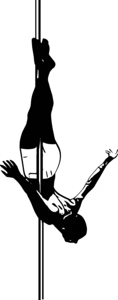 Silhouette Man Pole Pole Dance Illustration Fitness Striptease Dancers Exotic — Stock Vector