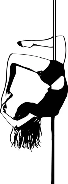 Silhouette Girl Pole Pole Dance Illustration Fitness Striptease Dancers Exotic — Image vectorielle