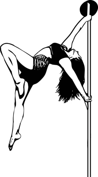 Silueta Dívky Tyče Polární Taneční Ilustrace Pro Fitness Striptýzové Tanečnice — Stockový vektor