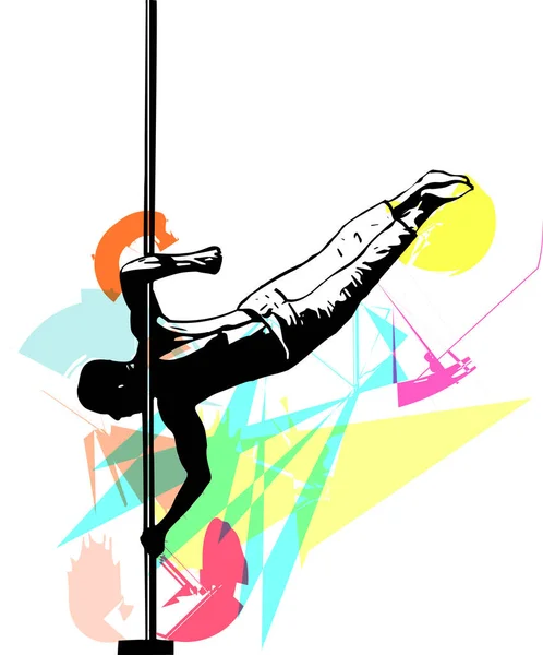 Silueta Hombre Poste Ilustración Danza Polaca Para Fitness Bailarines Striptease — Archivo Imágenes Vectoriales
