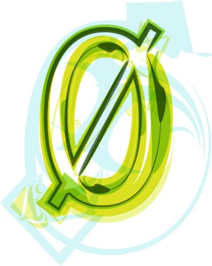 Ekoloji vejetaryeni yeşil eko element organik sembolü artistik yazı tipi. Vektör İllüstrasyonu. Numara 0