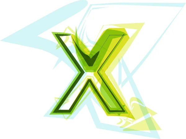 エコロジービーガングリーンエコ要素有機シンボル芸術フォント ベクトルイラスト 手紙X — ストックベクタ