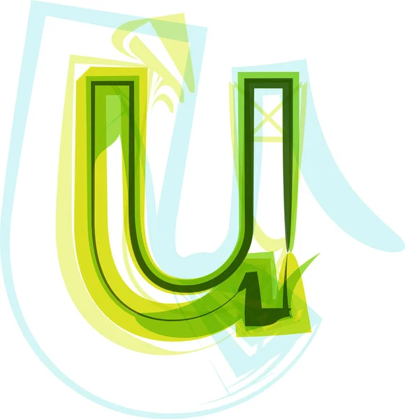 エコロジービーガングリーンエコ要素有機シンボル芸術フォント ベクトルイラスト 手紙U — ストックベクタ