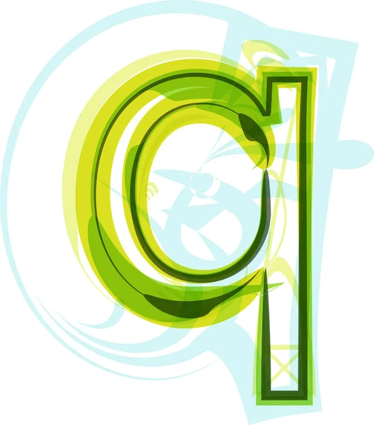 エコロジービーガングリーンエコ要素有機シンボル芸術フォント ベクトルイラスト 手紙Q — ストックベクタ
