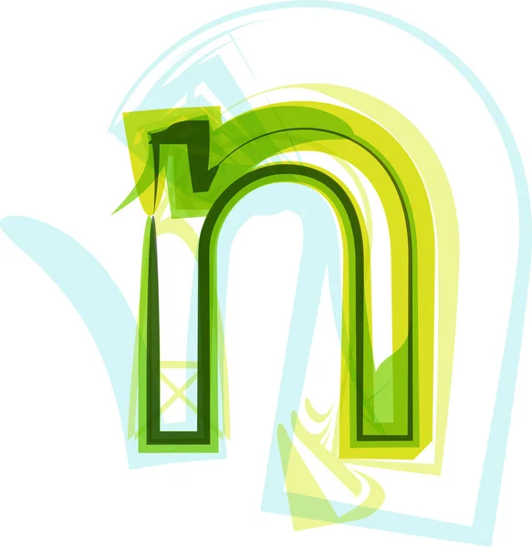 生态纯素绿色生态元素有机符号艺术字体 病媒说明 字母N — 图库矢量图片