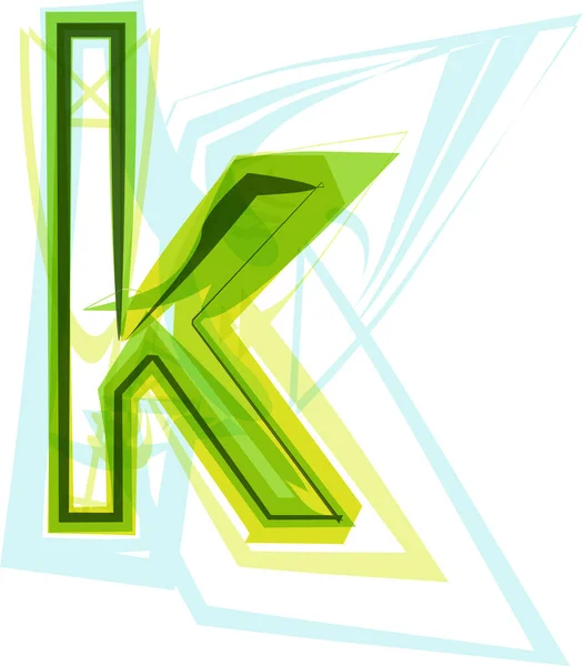 エコロジービーガングリーンエコ要素有機シンボル芸術フォント ベクトルイラスト 手紙K — ストックベクタ
