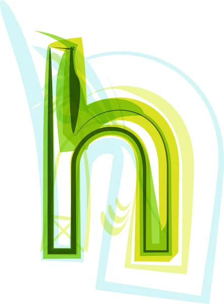 エコロジービーガングリーンエコ要素有機シンボル芸術フォント ベクトルイラスト 手紙H — ストックベクタ