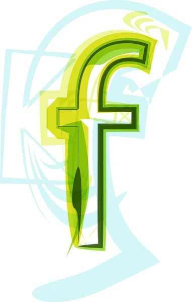 生态纯素绿色生态元素有机符号艺术字体 病媒说明 字母F — 图库矢量图片