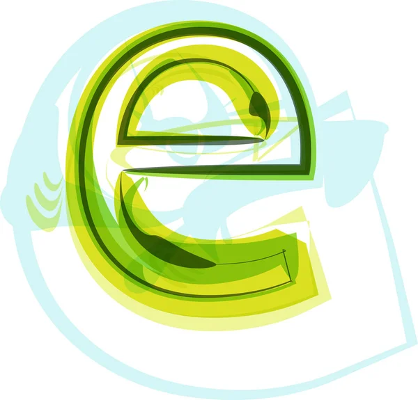 エコロジービーガングリーンエコ要素有機シンボル芸術フォント ベクトルイラスト 手紙E — ストックベクタ