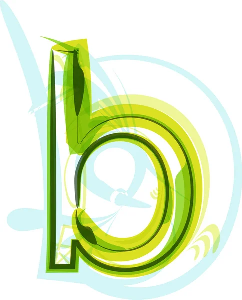 生态纯素绿色生态元素有机符号艺术字体 病媒说明 字母B — 图库矢量图片