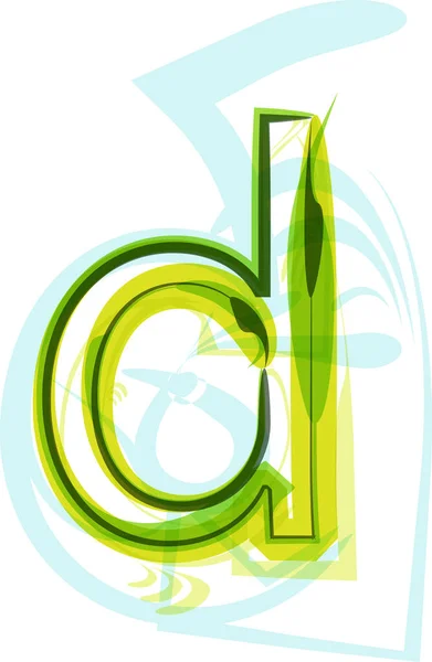 エコロジービーガングリーンエコ要素有機シンボル芸術フォント ベクトルイラスト 手紙D — ストックベクタ