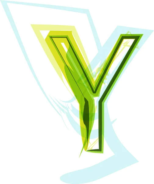 生态纯素绿色生态元素有机符号艺术字体 病媒说明 字母Y — 图库矢量图片
