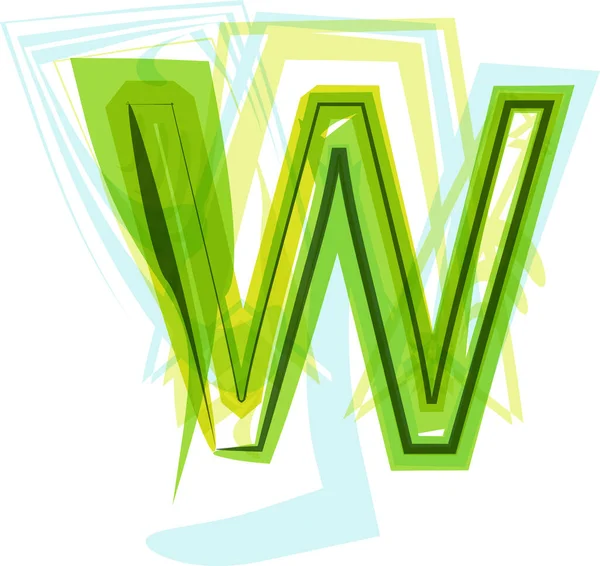 生态纯素绿色生态元素有机符号艺术字体 病媒说明 字母W — 图库矢量图片