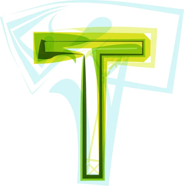 生态纯素绿色生态元素有机符号艺术字体 病媒说明 字母T — 图库矢量图片